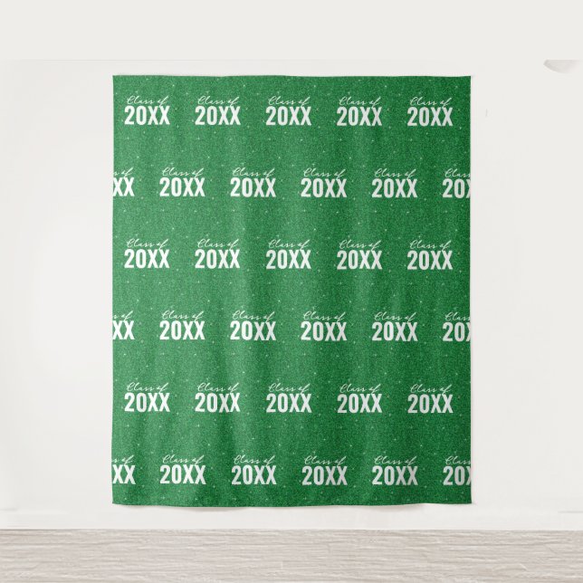 Custom Class Year Green Glitter Photo Backdrop (Front)