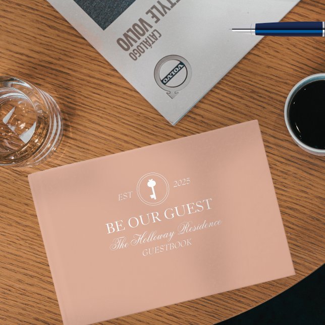 Custom Classic Be Our Guest Household Guest Book (Looking for the perfect gift for hostess in your life? What's better than a personalized guestbook?)