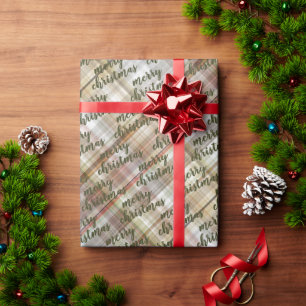 Custom Classic Beige Brown Gray White Gingham Wrapping Paper