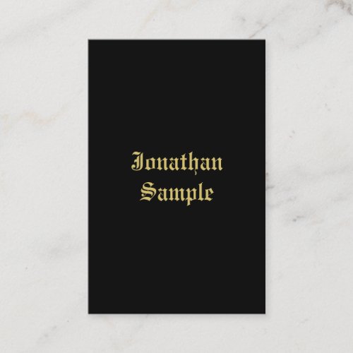 Custom Classic Black And Gold Typography Script Business Card