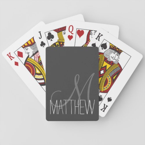 Custom Classic Black and White Monogram Playing Cards