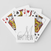 Custom Classic Black and White Monogram Playing Cards