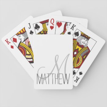 Custom Classic Black And White Monogram Playing Cards by SimpleMonograms at Zazzle