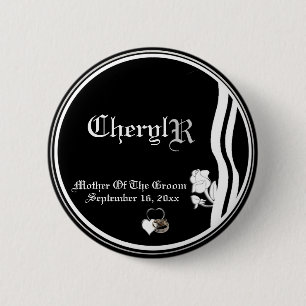 Custom Classic Black and White Mother Of The Groom Button