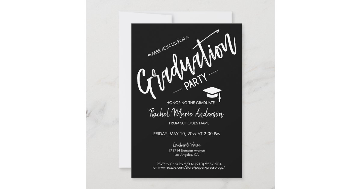 Custom Classic Black Minimalist Graduation Party Invitation | Zazzle