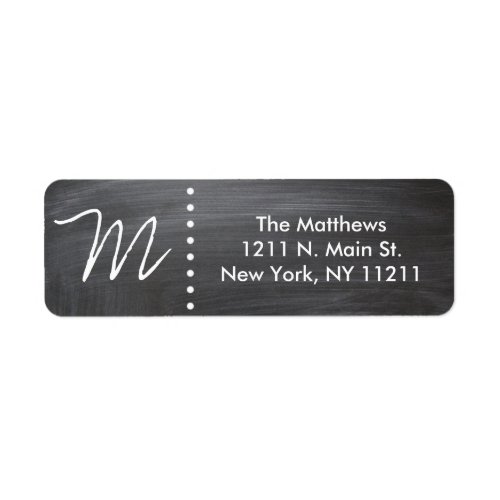 Custom Classic Black  White Chalkboard Monogram Label