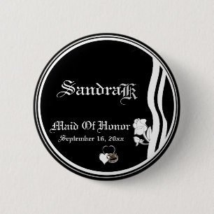 Custom Classic Black White Maid Of Honor Button