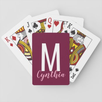 Custom Classic Burgundy Monogram Playing Cards by SimpleMonograms at Zazzle