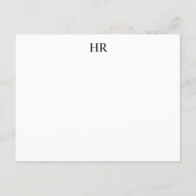 Custom Classic Elegant Minimalist Monogram Note Card (Front)