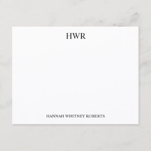 Custom Classic Elegant Three Letter Monogram Note Card