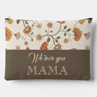 Custom classic flower pattern mustard brown trendy accessory pouch