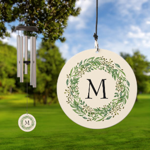 Custom Classic Green Laurel Wreath Leaves Pattern Wind Chime