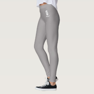 Custom Classic Heather Gray Cute White Monogram Leggings