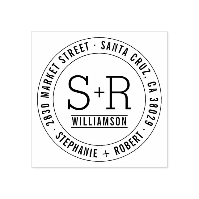 Custom Classic Initials Wedding Return Address Rubber Stamp (Imprint)