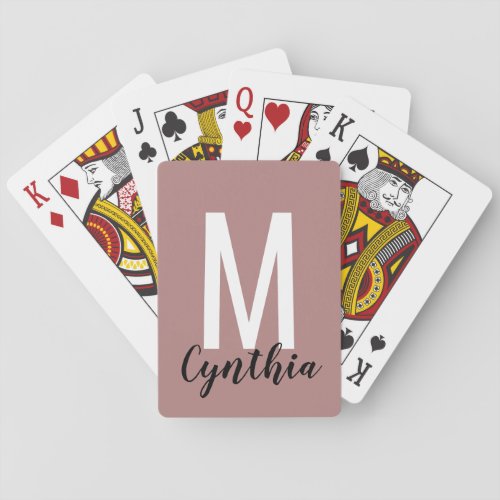 Custom Classic Mauve Pink Monogram Poker Cards