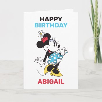 Custom Classic Minnie Mouse Birthday Card by MickeyAndFriends at Zazzle