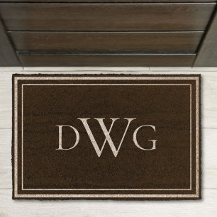 Custom Classic Monogram Initial Name Natural Fiber Doormat