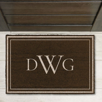 Custom Classic Monogram Initial Name Natural Fiber Doormat