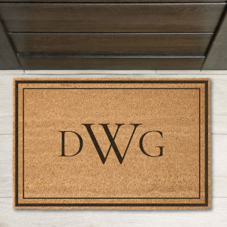 Custom Classic Monogram Initial Name Natural Fiber Doormat