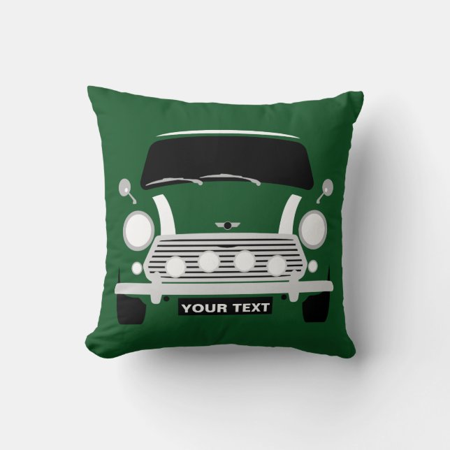 Custom Classic old British Mini car Throw Pillow (Front)