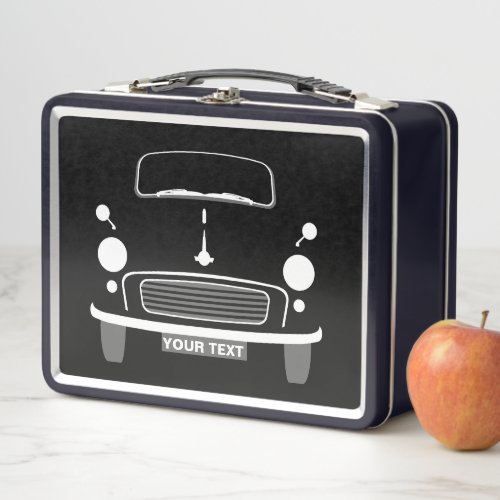 Custom Classic old Morris Minor car lunch box