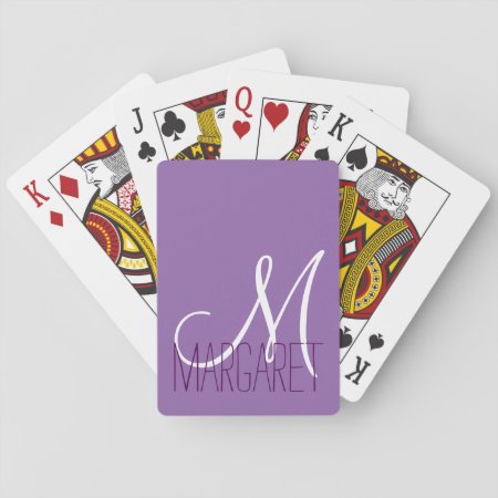 Custom Classic Purple Monogram Playing Cards