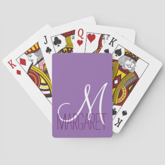 Custom Classic Purple Monogram Poker Cards