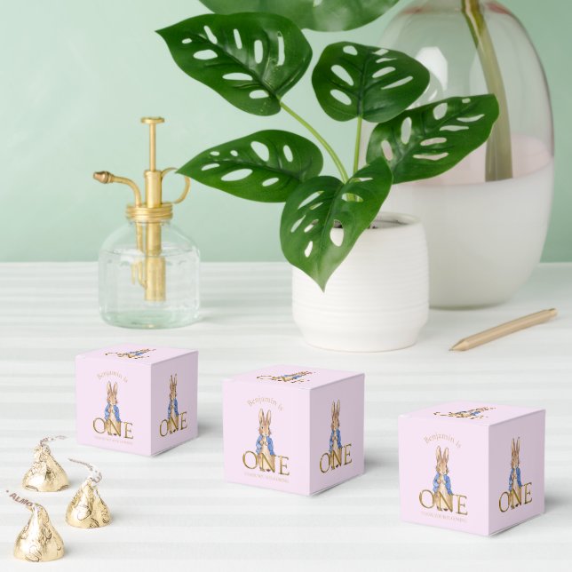 Custom Classic Rabbit First Birthday Favor Boxes (Multiple)