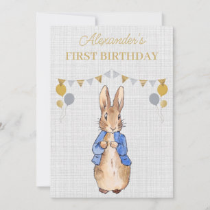 Custom Classic Rabbit First Birthday Invitation