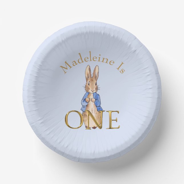 Custom Classic Rabbit First birthday Paper Bowls (Front)