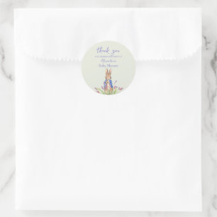 Custom classic rabbit in blue jacket round sticker