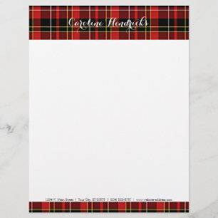 Custom Classic Red Black Yellow White Tartan Letterhead