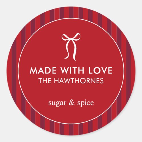 Custom Classic Red Made With Love Round Sticker