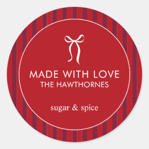 Custom Classic Red Made With Love Round Sticker