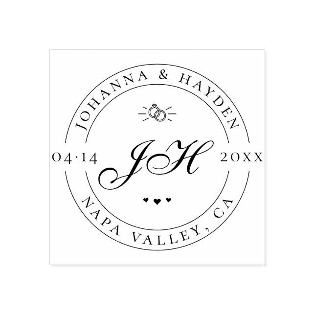 Custom Classic Script Initials | Save The Date Rubber Stamp (Imprint)