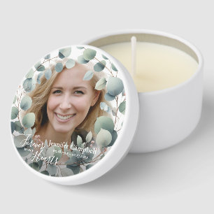 Custom Classic Simple Floral Wreath Memorial Mini Candle Favors