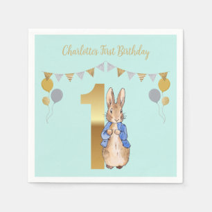 Custom Classic Storybook Rabbit First Birthday Napkins