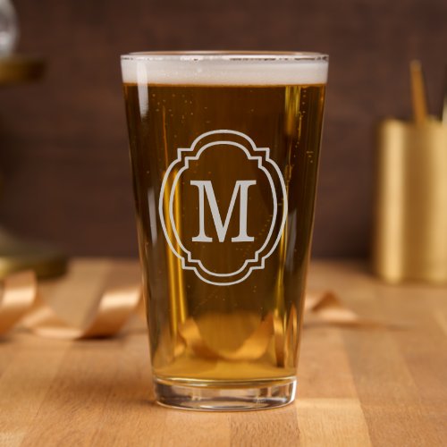 Custom Classic Vintage Chic Monogram Engraved Pint Glass