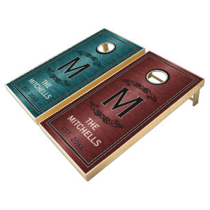 Custom Classic Vintage Family Name Monogram Cornhole Set