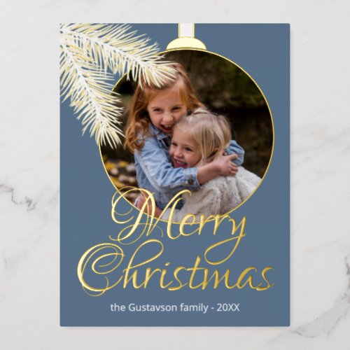 Custom Classic White Pine Tree Needles Gold Foil Holiday Postcard