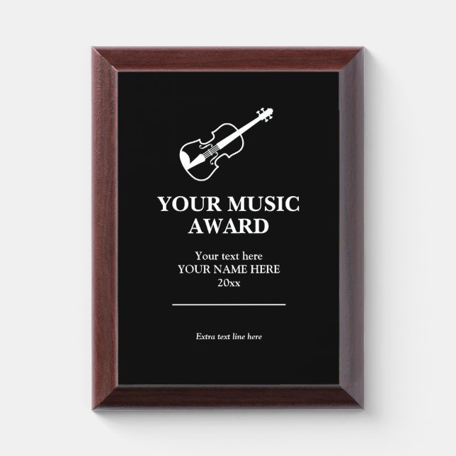 Custom classical music award plaque for musicians (Vertical)