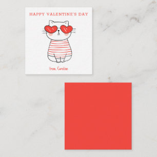 Custom Classroom Cool Cat Happy Valentine's Day No Note Card