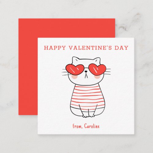 Custom Classroom Cool Cat Happy Valentines Day No Note Card