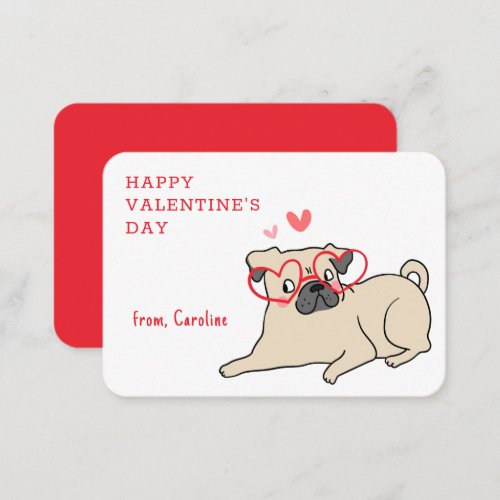 Custom Classroom Cute Dog Happy Valentines Day  Note Card