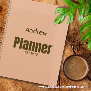 Custom classy elegant pink brown text modern cute planner