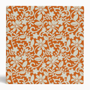 Custom Classy Floral Damask Burnt Orange Pattern 3 Ring Binder