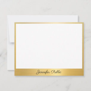 Custom Classy Handwritten Script Gold Elegant Note Card