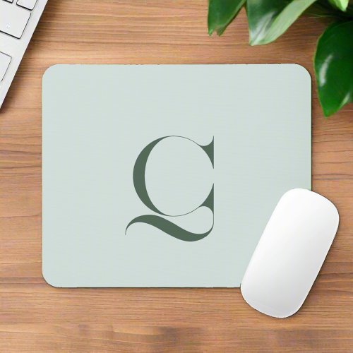 Custom Classy Initial Name Green Monogrammed Mouse Pad