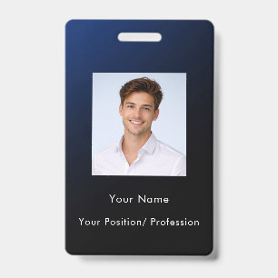 Custom Classy Modern Blue Gradient Employee Photo Badge