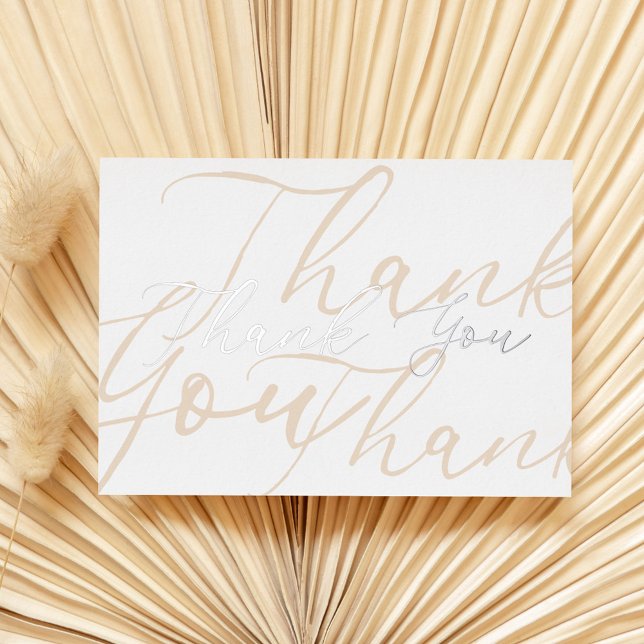   Custom Classy Modern Taupe Silver Chic Thank You Foil Holiday Card (Creator Uploaded)